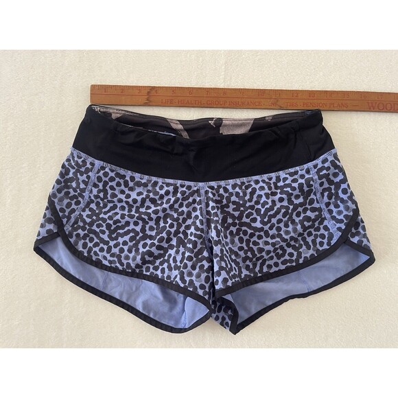 Lululemon Speed Short Ace Spot Lullaby Blue Black Size 4 - Picture 3 of 11